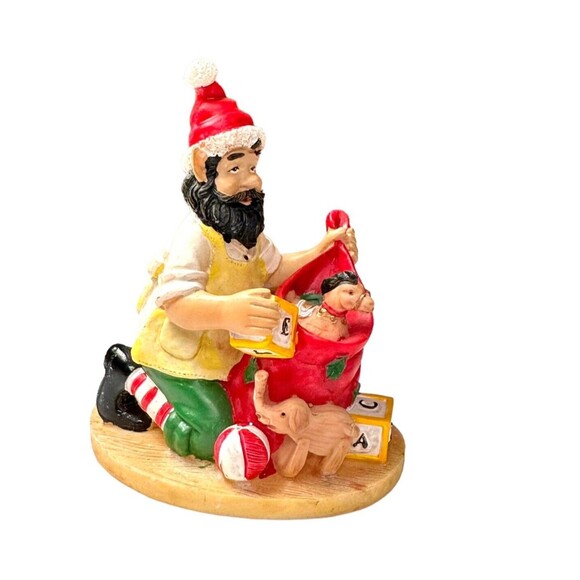 Santas Helpers 4" Christmas Figurine WOOD TOY MAKER Ltd Edition Collectible Vtg - Picture 3 of 12